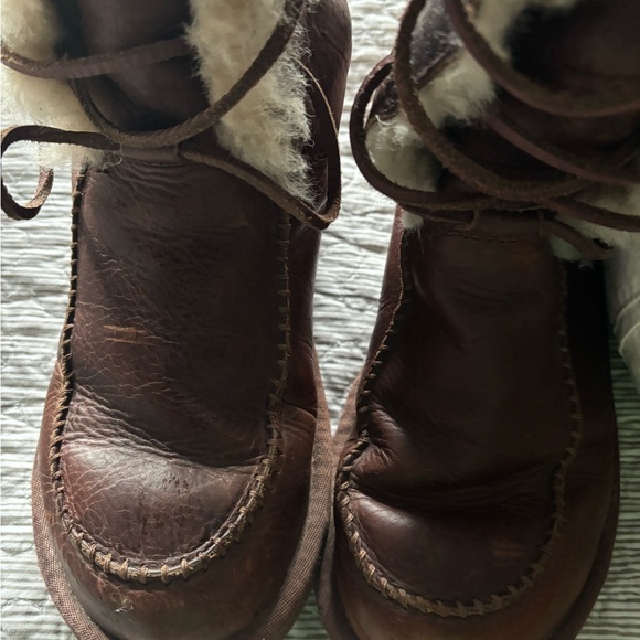 UGG Dark Brown Leather Boots - Picture 6 of 9